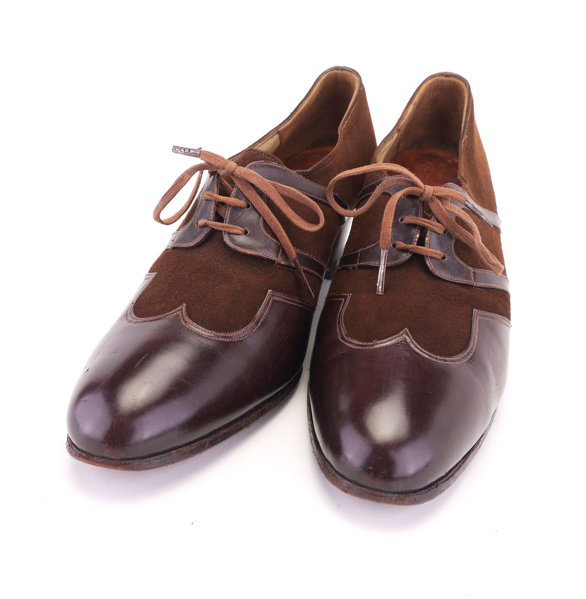 1930s Brown Suede & Leather Derbies by Moykopf UK 6