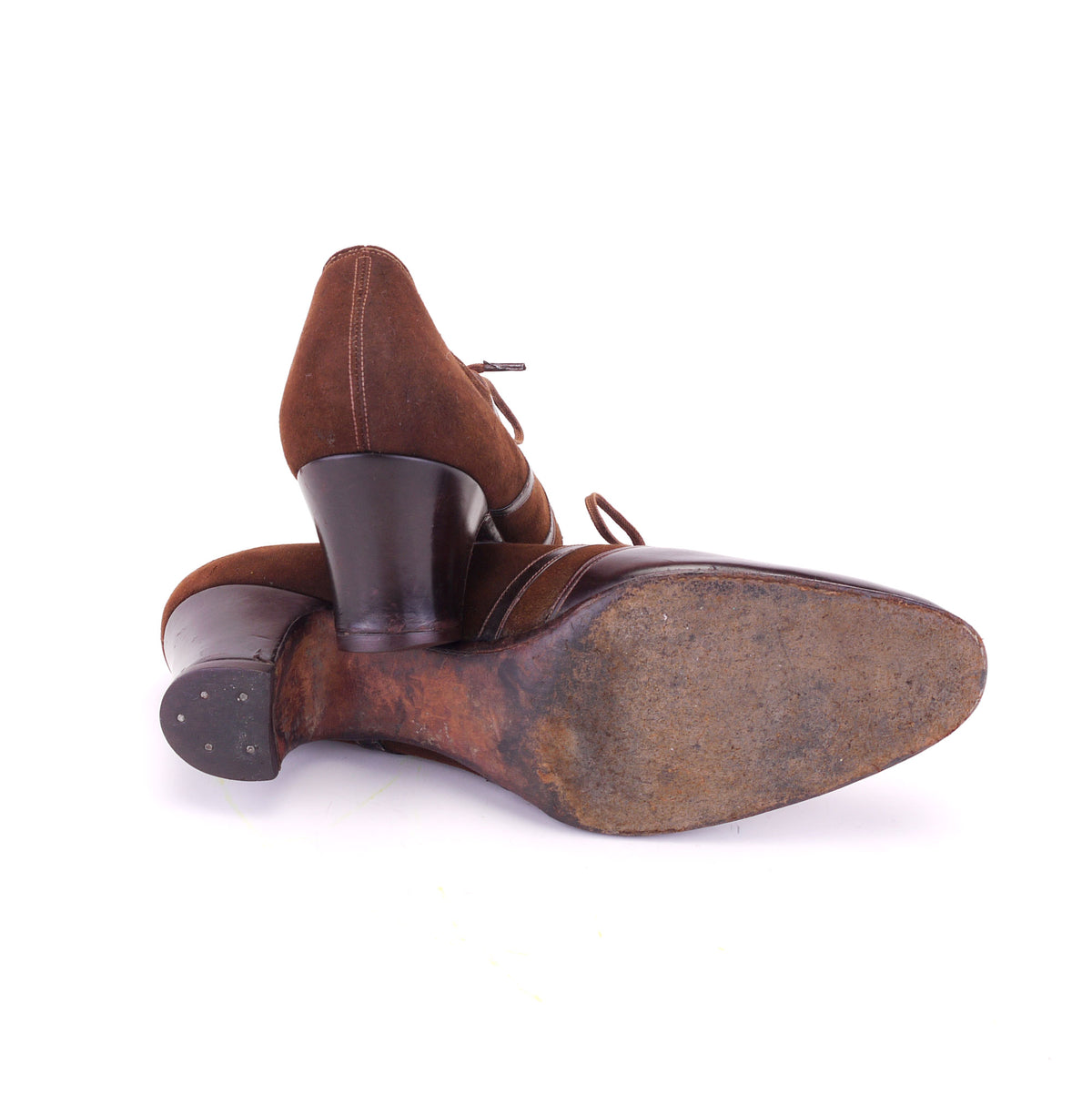 1930s Brown Suede & Leather Derbies by Moykopf UK 6