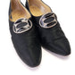 1920s Black Silk Pumps w Enamel & Rhinestone Buckle UK 3