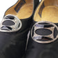 1920s Black Silk Pumps w Enamel & Rhinestone Buckle UK 3