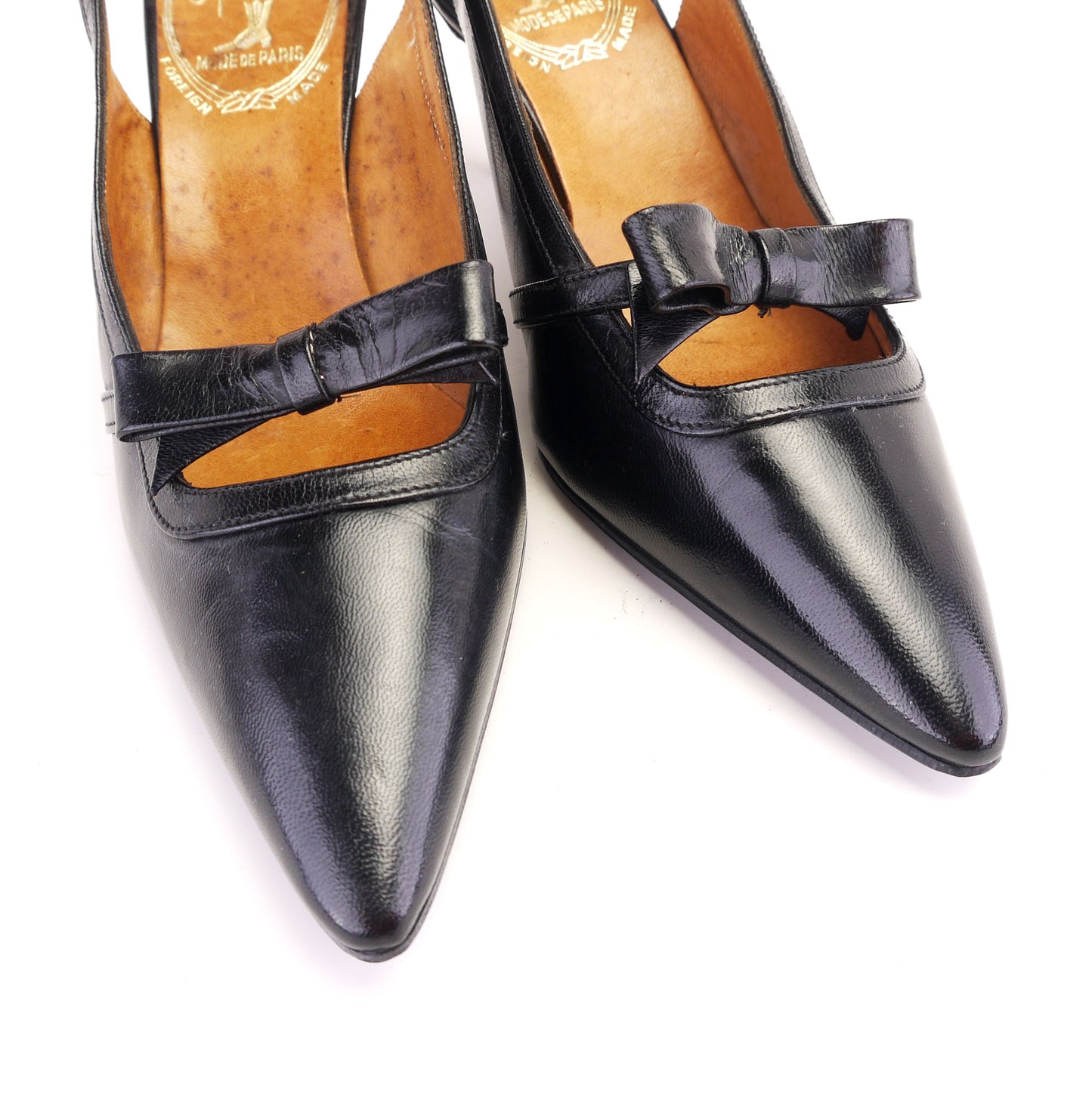 Unworn 1960s Black Slingback Stilettos by Nadia UK 6