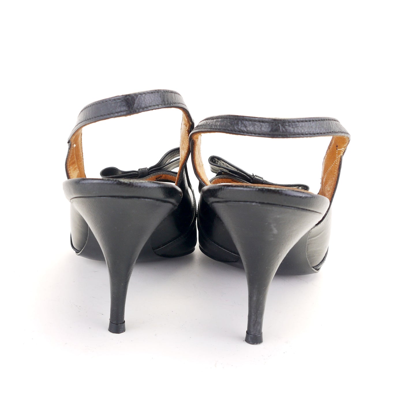 Unworn 1960s Black Slingback Stilettos by Nadia UK 6