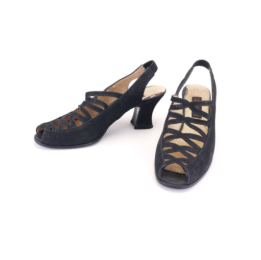Next 90s Does 40s Black Slingbacks UK 6