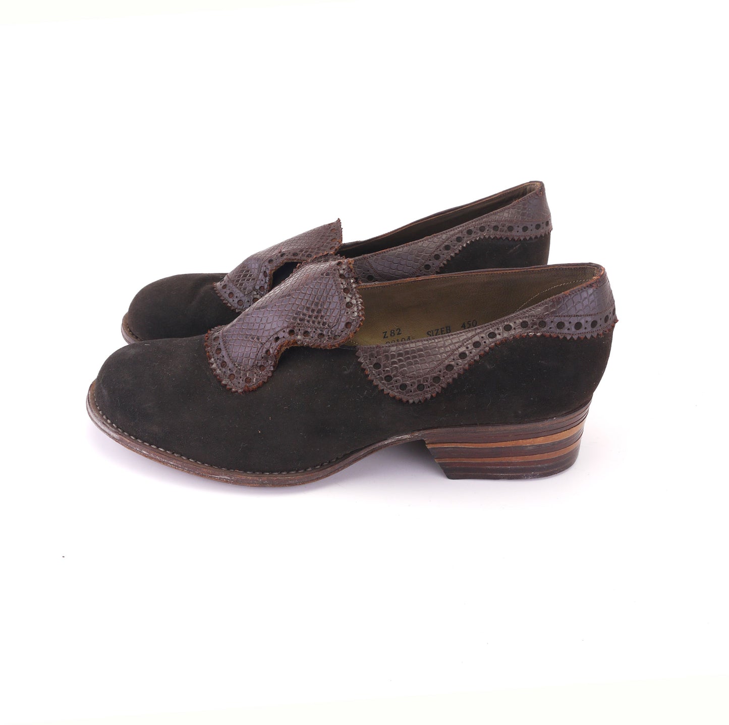 Deadstock 1940s Brown Brogued Slip Ons by Panda UK 2