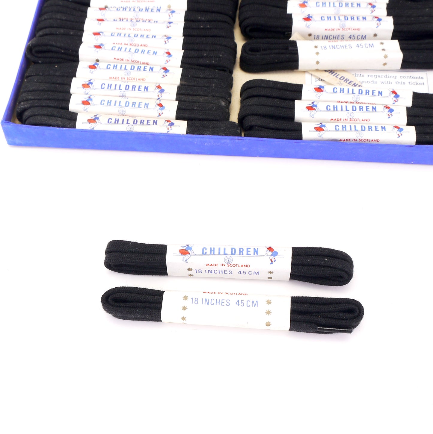 1950s Short Black Flat Shoelaces by Paton