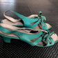 1960s Teal Sandals by Physical Culture UK 6.5 Wide
