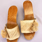 Hand Carved 1940s Philippine Mules with Pompom Sandals UK 4