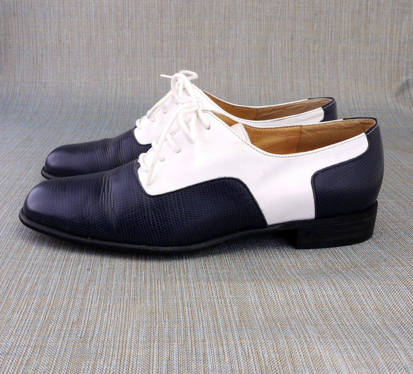 1980s Navy & White Lace Up Spectators by Pindiere UK 5