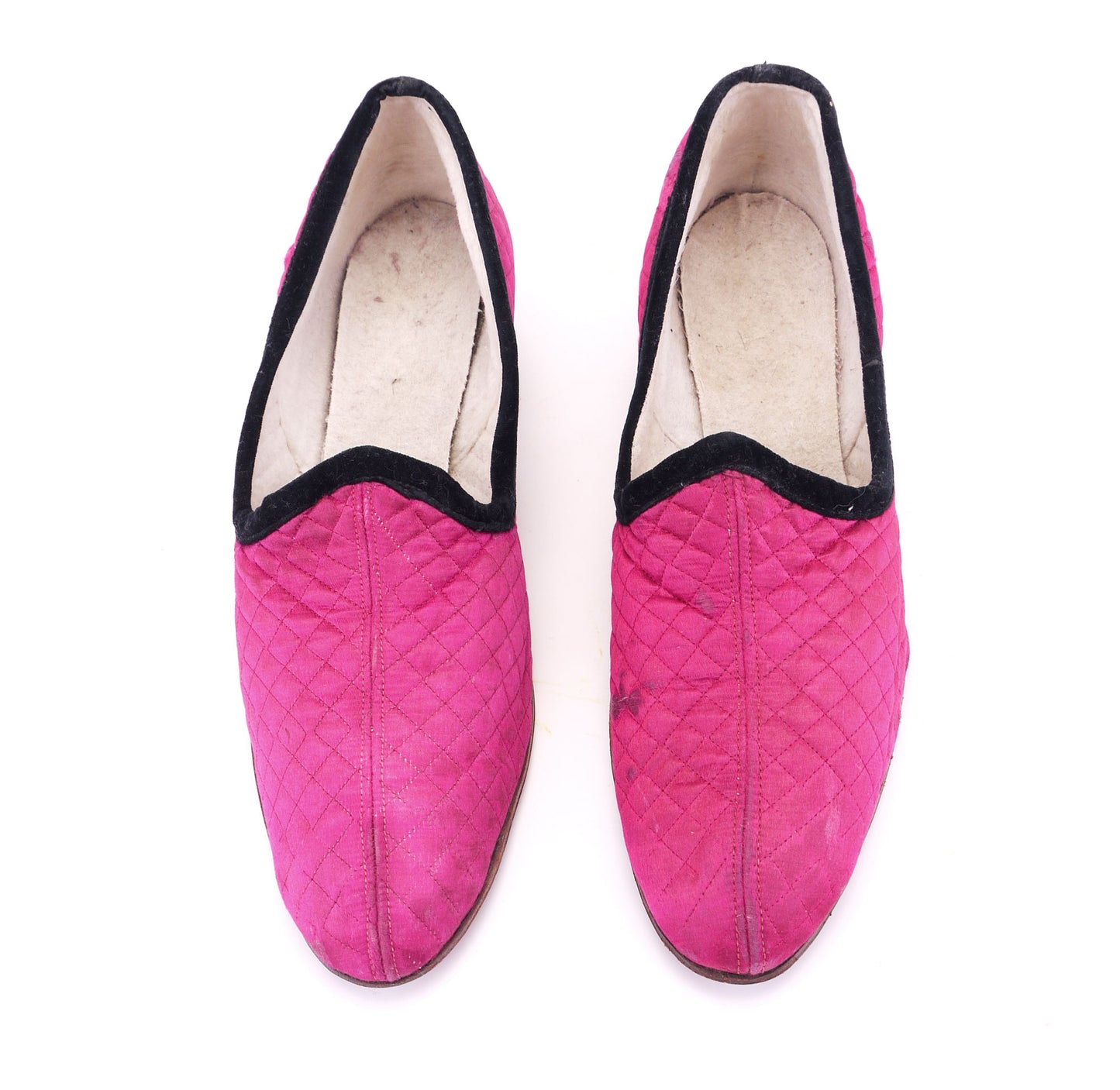 1920s Pink Quilted Satin Slippers UK 6