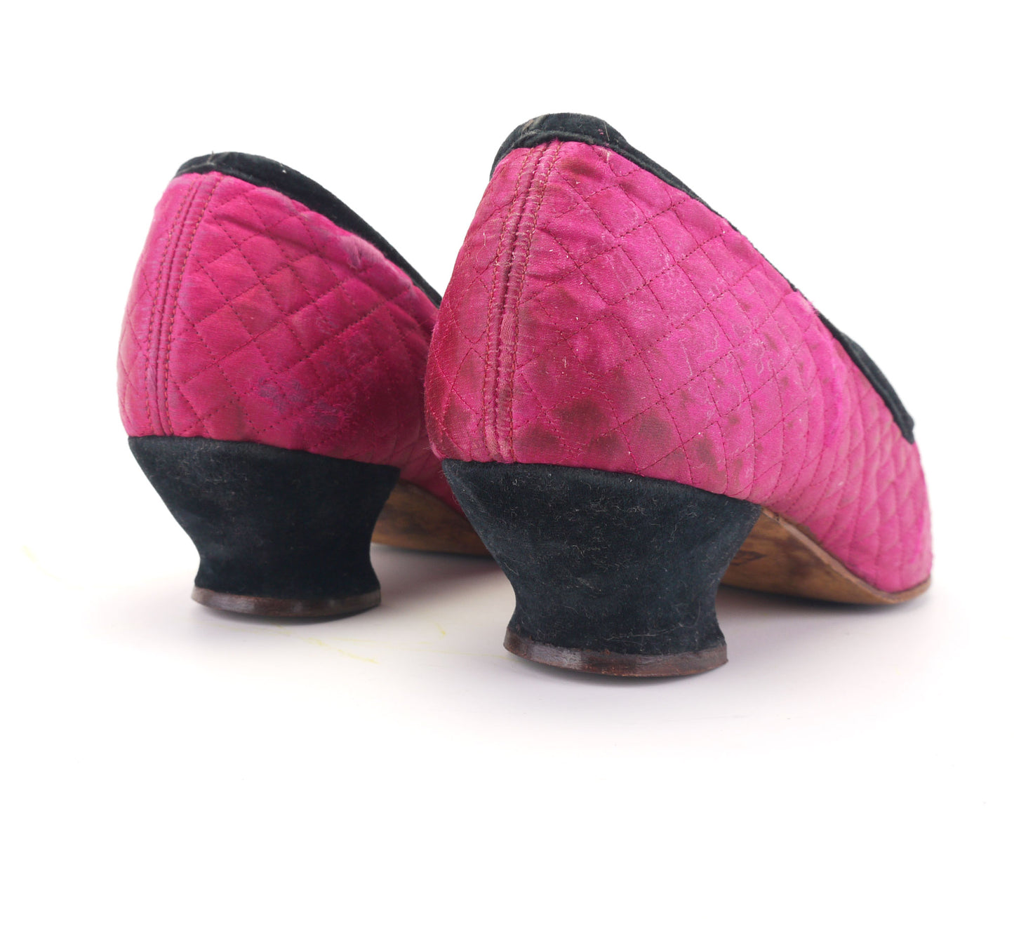 1920s Pink Quilted Satin Slippers UK 6
