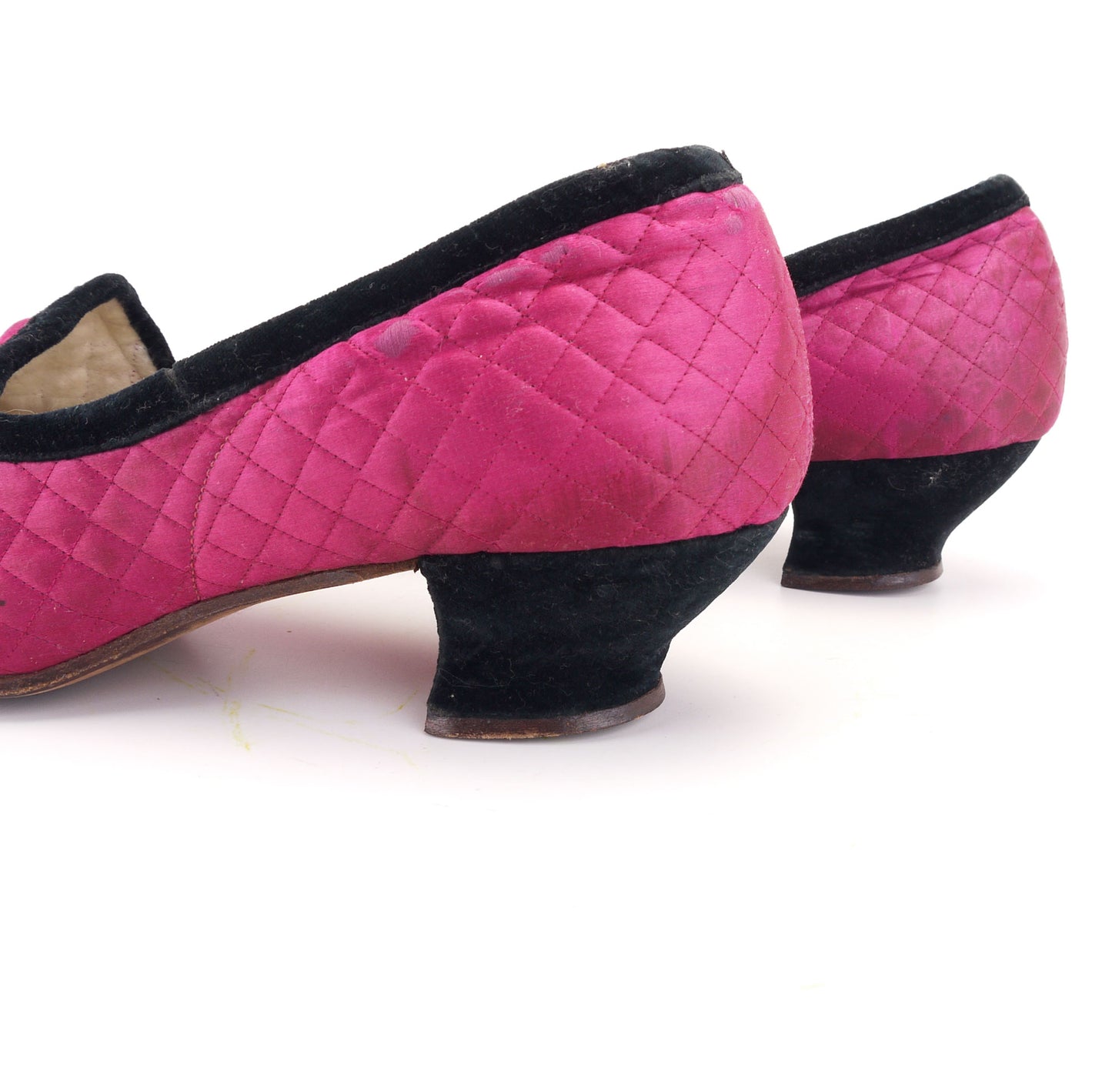1920s Pink Quilted Satin Slippers UK 6