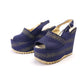 Sky High Armando Pollini Navy 1970s Wedge Sandals UK 5