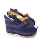 Sky High Armando Pollini Navy 1970s Wedge Sandals UK 5