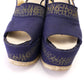 Sky High Armando Pollini Navy 1970s Wedge Sandals UK 5