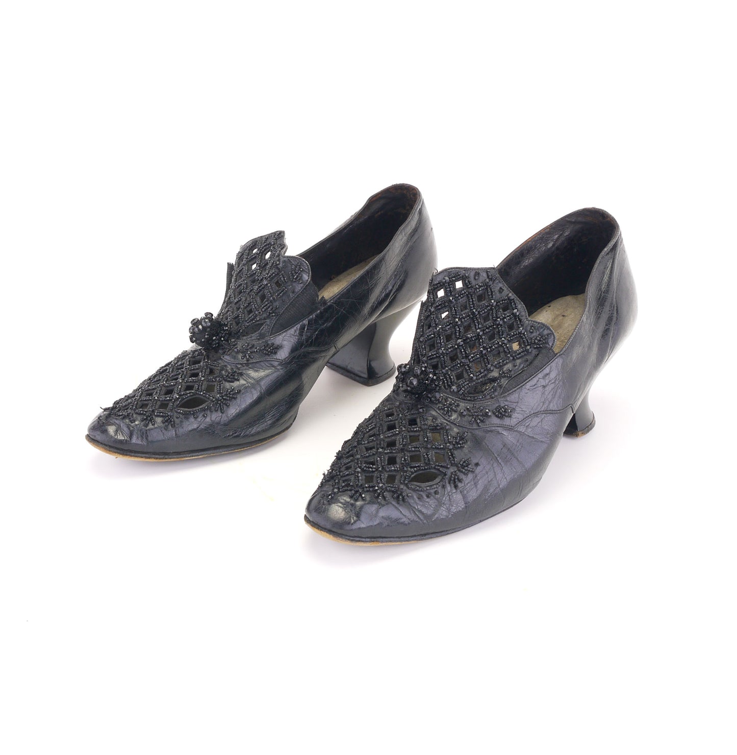 1910s Black Beaded Pumps The Portia Shoe UK 3.5