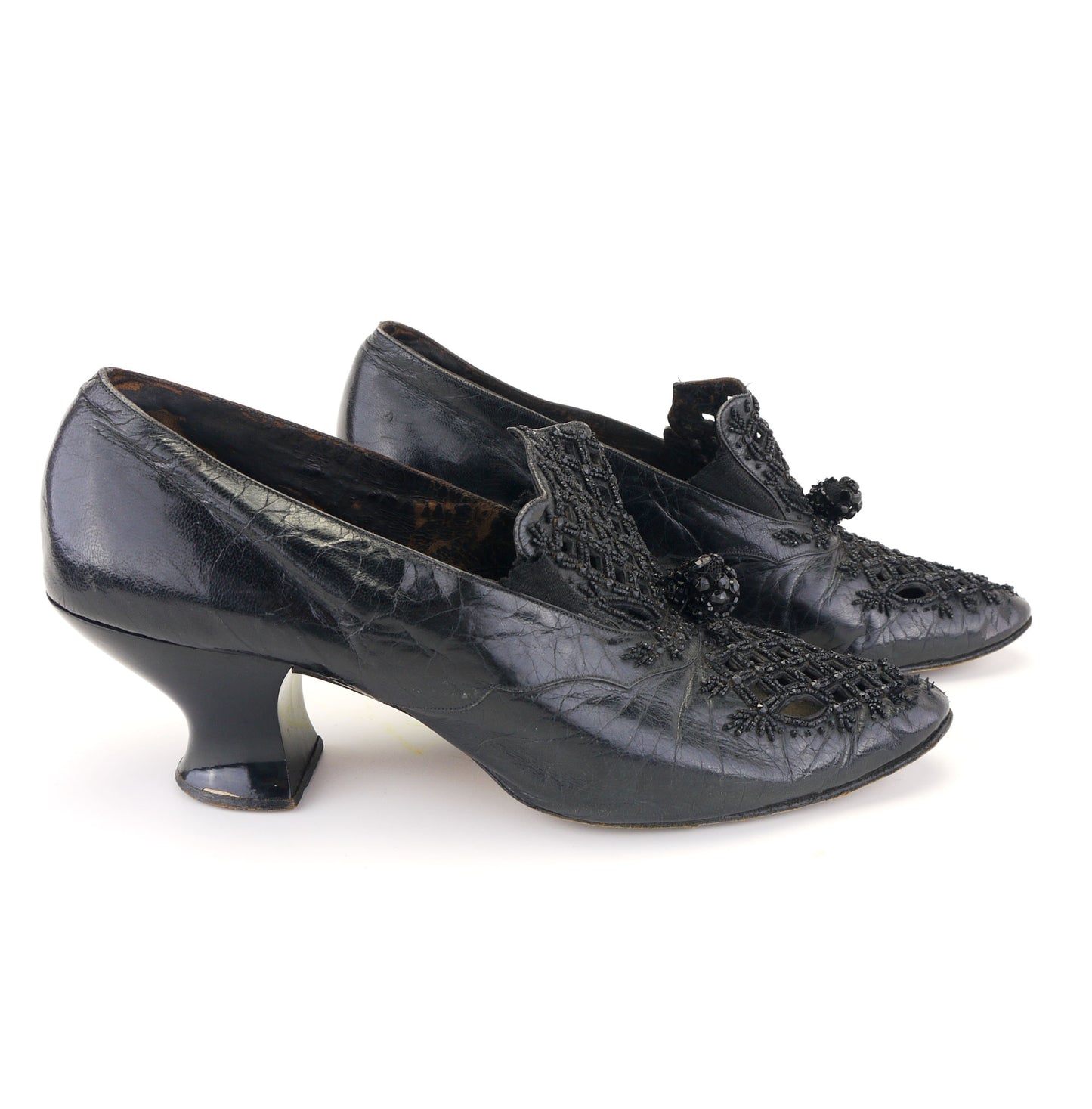1910s Black Beaded Pumps The Portia Shoe UK 3.5