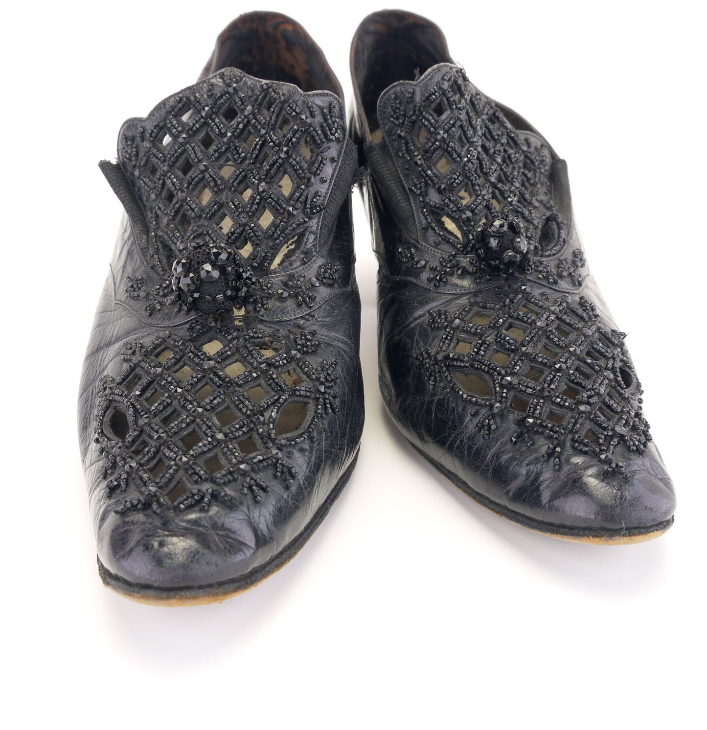 1910s Black Beaded Pumps The Portia Shoe UK 3.5