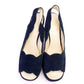 1970s Navy Suede Platform Slingback Sandals UK 5.5