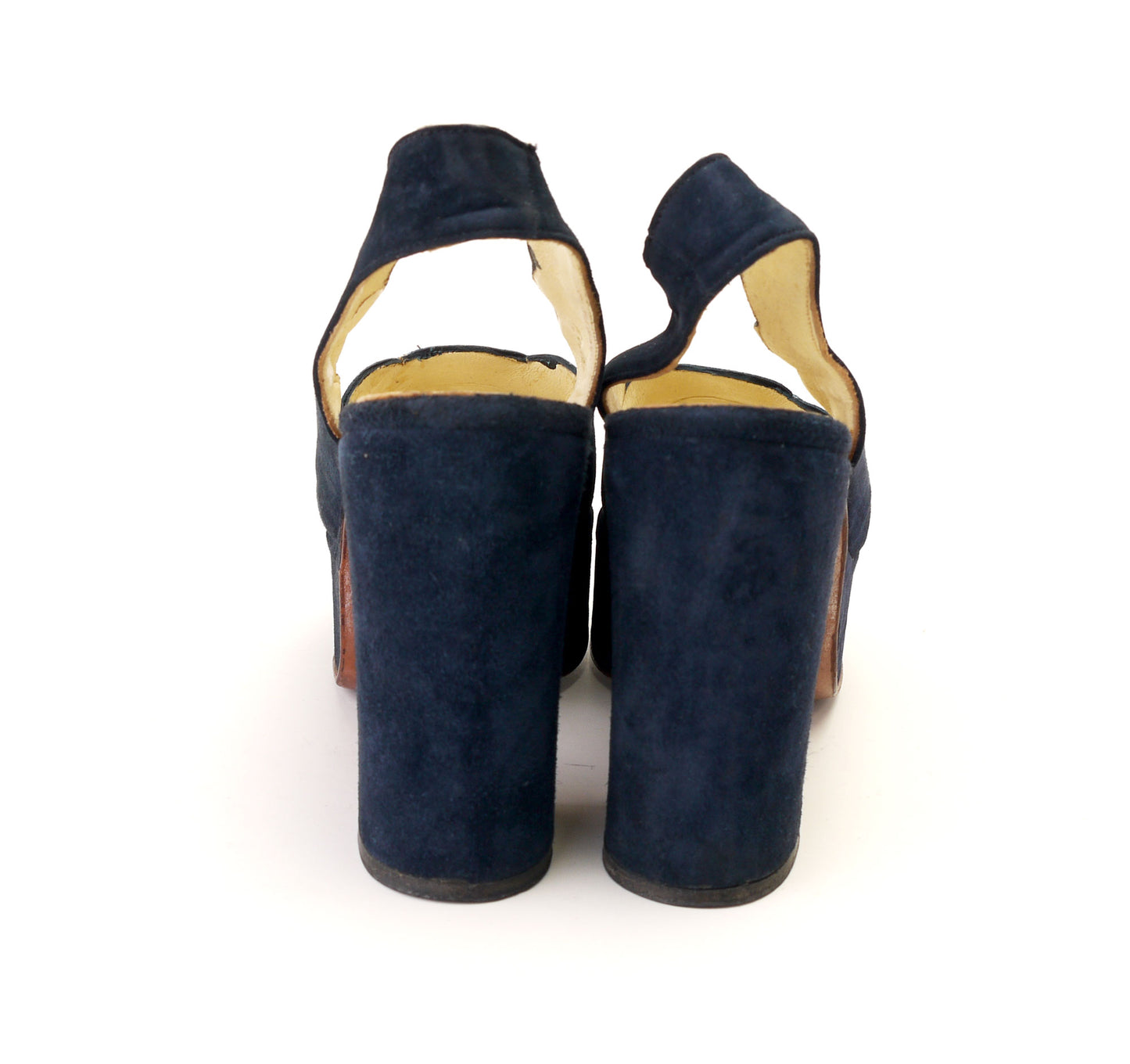 1970s Navy Suede Platform Slingback Sandals UK 5.5