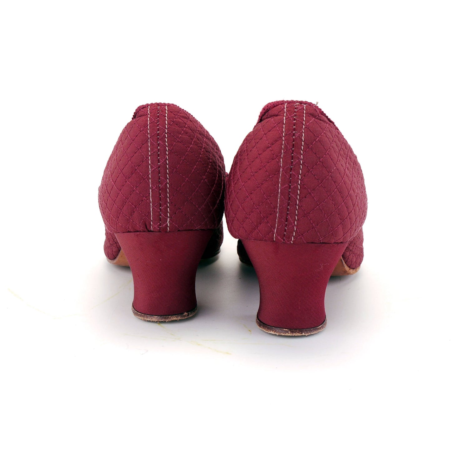 1930s Quilted Wine Bedroom Slippers UK 5