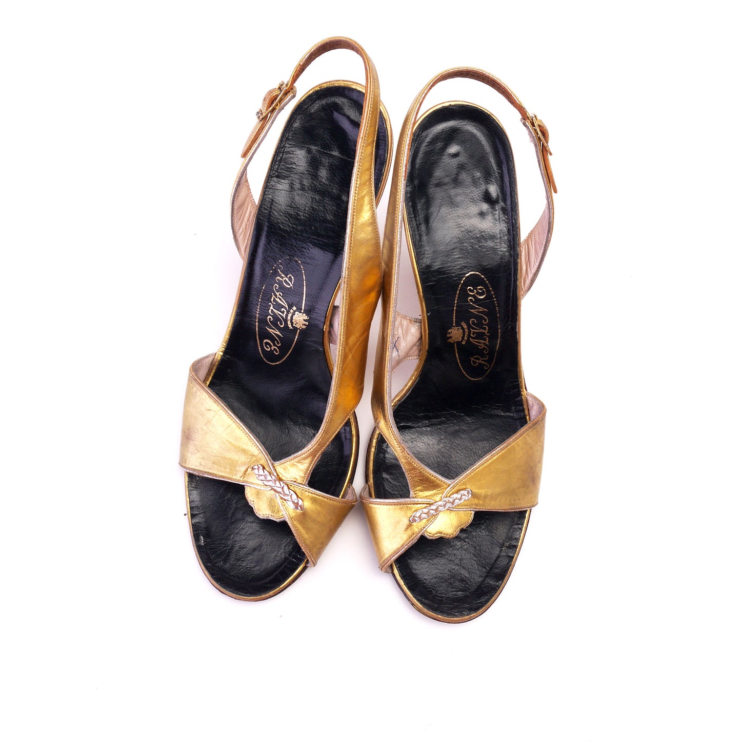 1950s Rayne Gold Evening Sandals UK 3