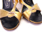 1950s Rayne Gold Evening Sandals UK 3