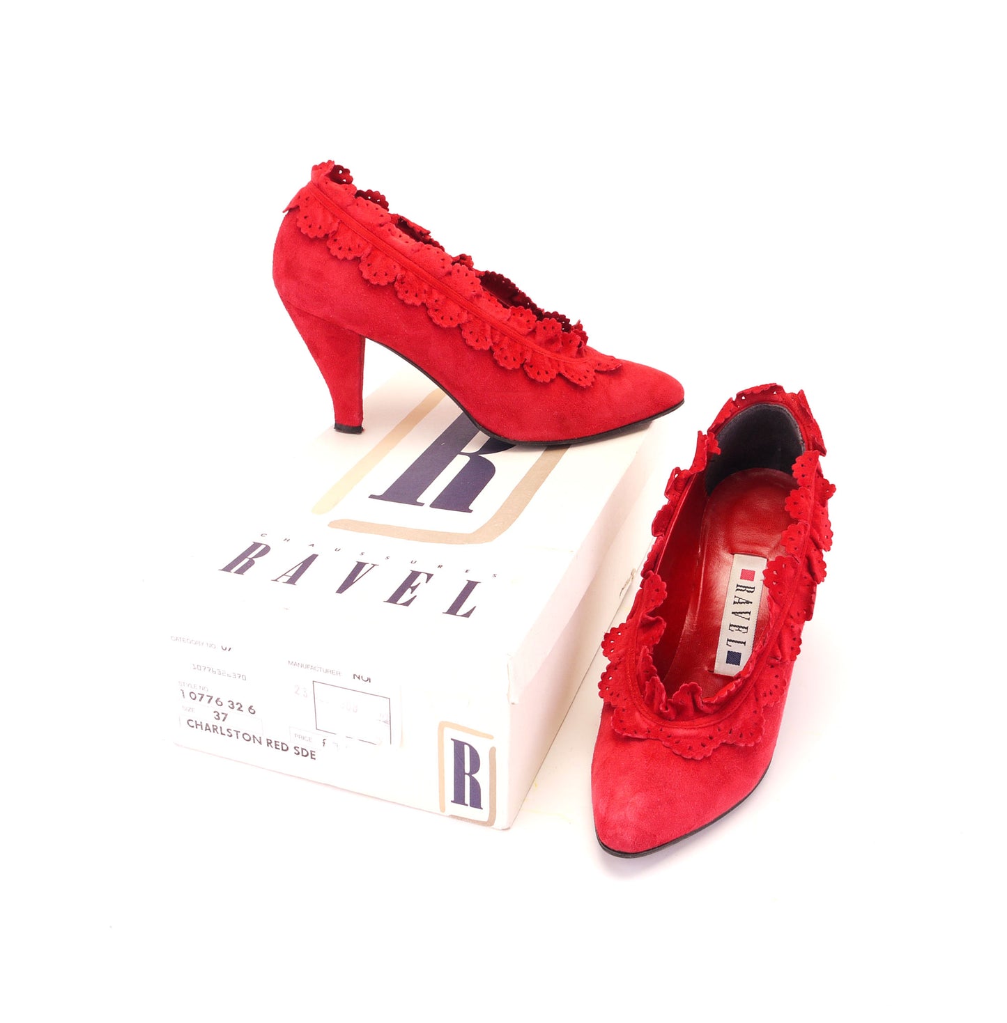 Stunning 1980s Red Suede Pumps by Ravel UK 3.5
