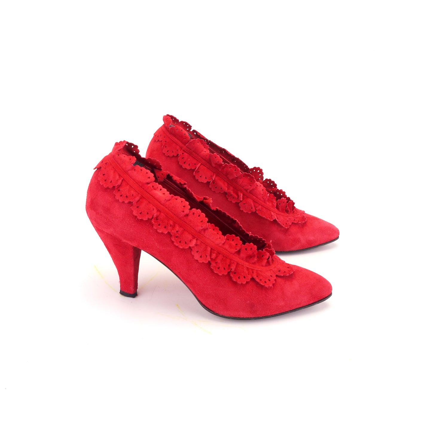 Stunning 1980s Red Suede Pumps by Ravel UK 3.5