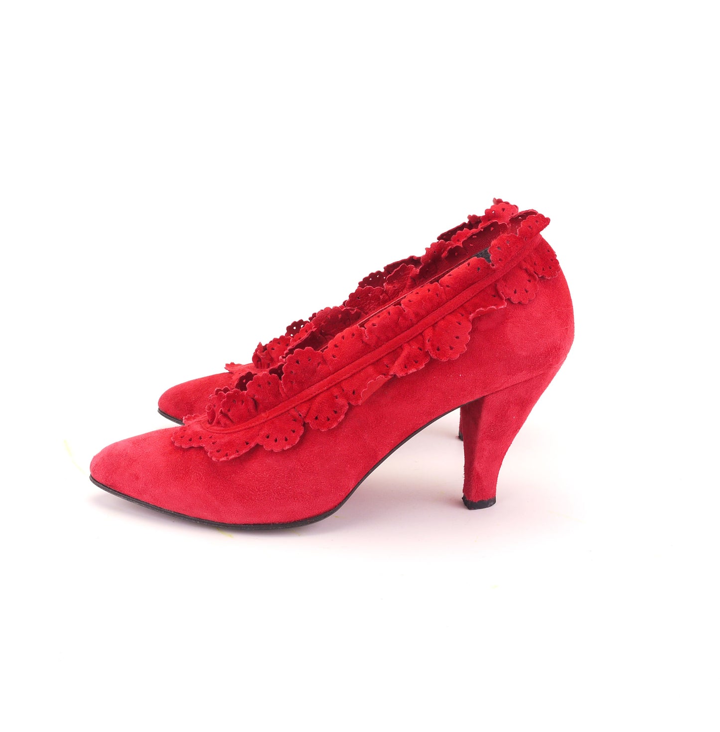 Stunning 1980s Red Suede Pumps by Ravel UK 3.5