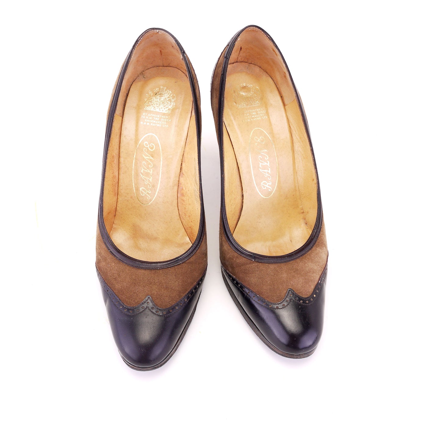 1970s Rayne Black & Brown Spectator Pumps UK 3.5