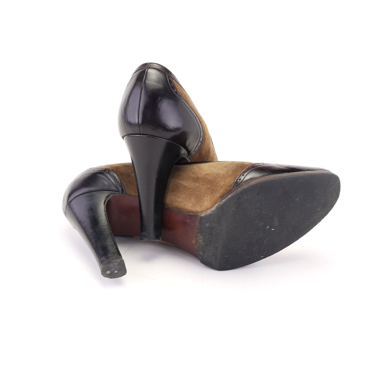 1970s Rayne Black & Brown Spectator Pumps UK 3.5