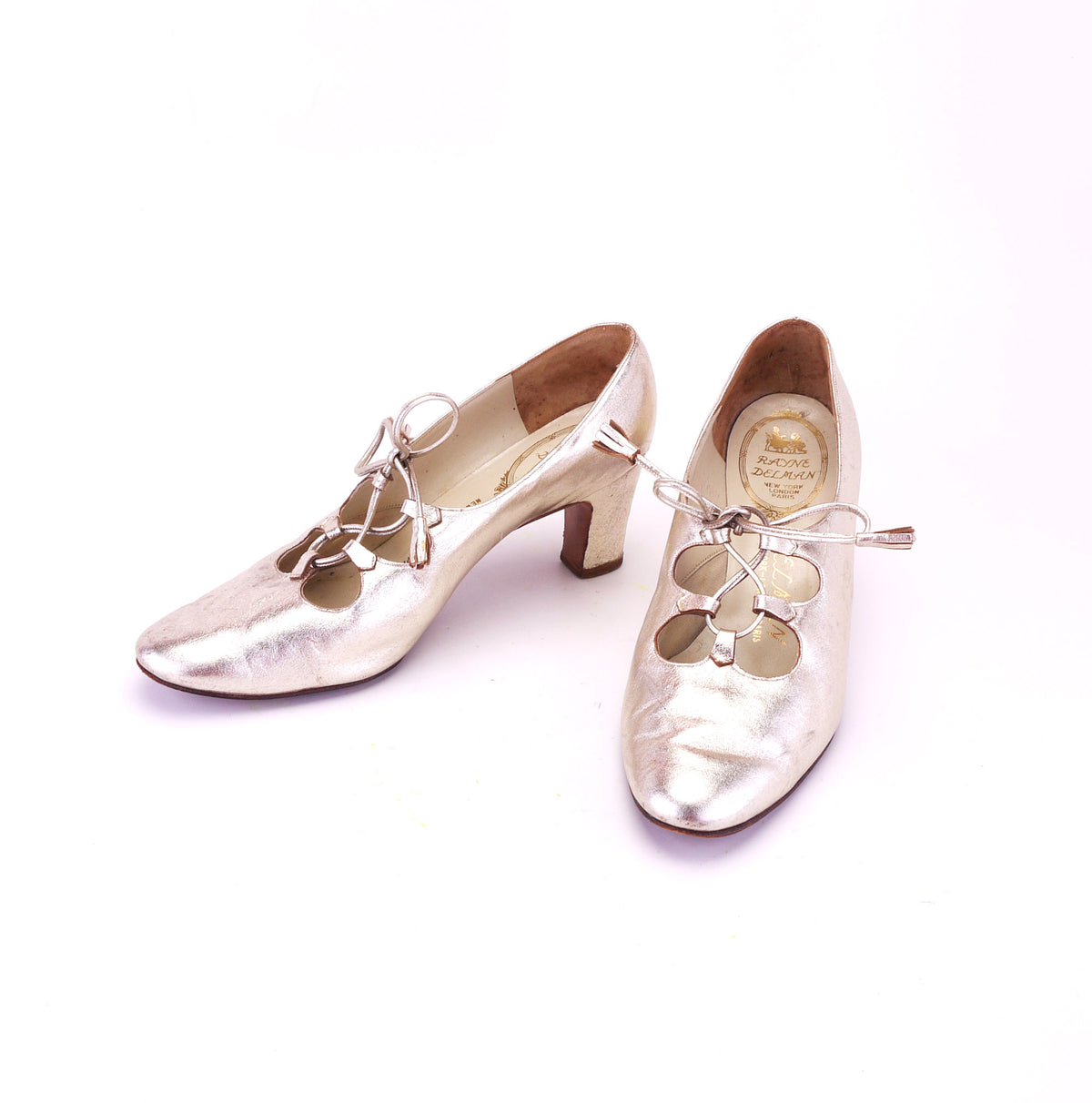 1960s Gold Delman Rayne Ghillie Pumps UK 5