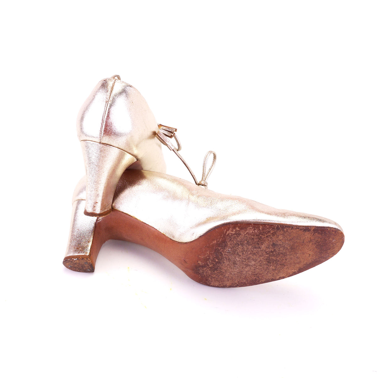 1960s Gold Delman Rayne Ghillie Pumps UK 5