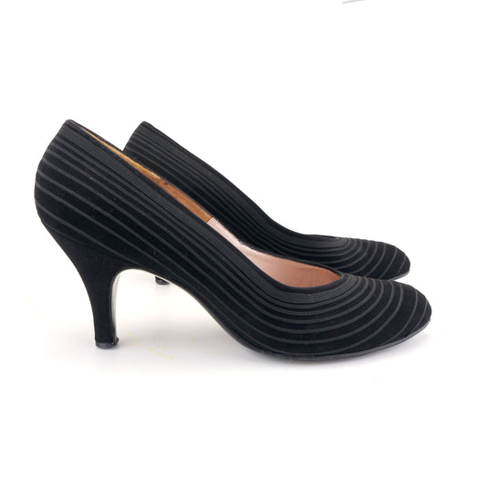 1950s Black Suede Court shoes by Rayne UK 6.5