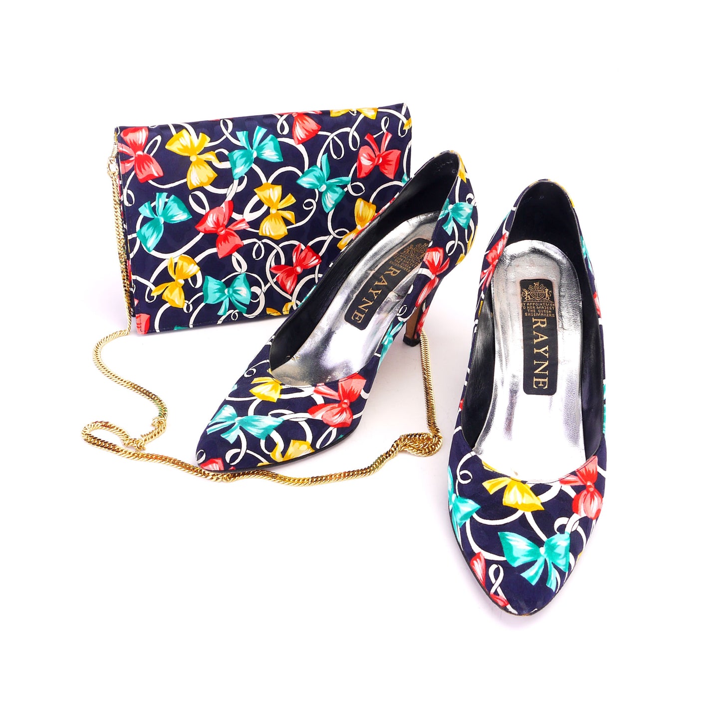 Rayne 1980s Silk Print Pumps & Bag UK 6