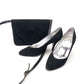 1980s Plain Black Suede Stilettos & Bag by Rayne UK 4.5