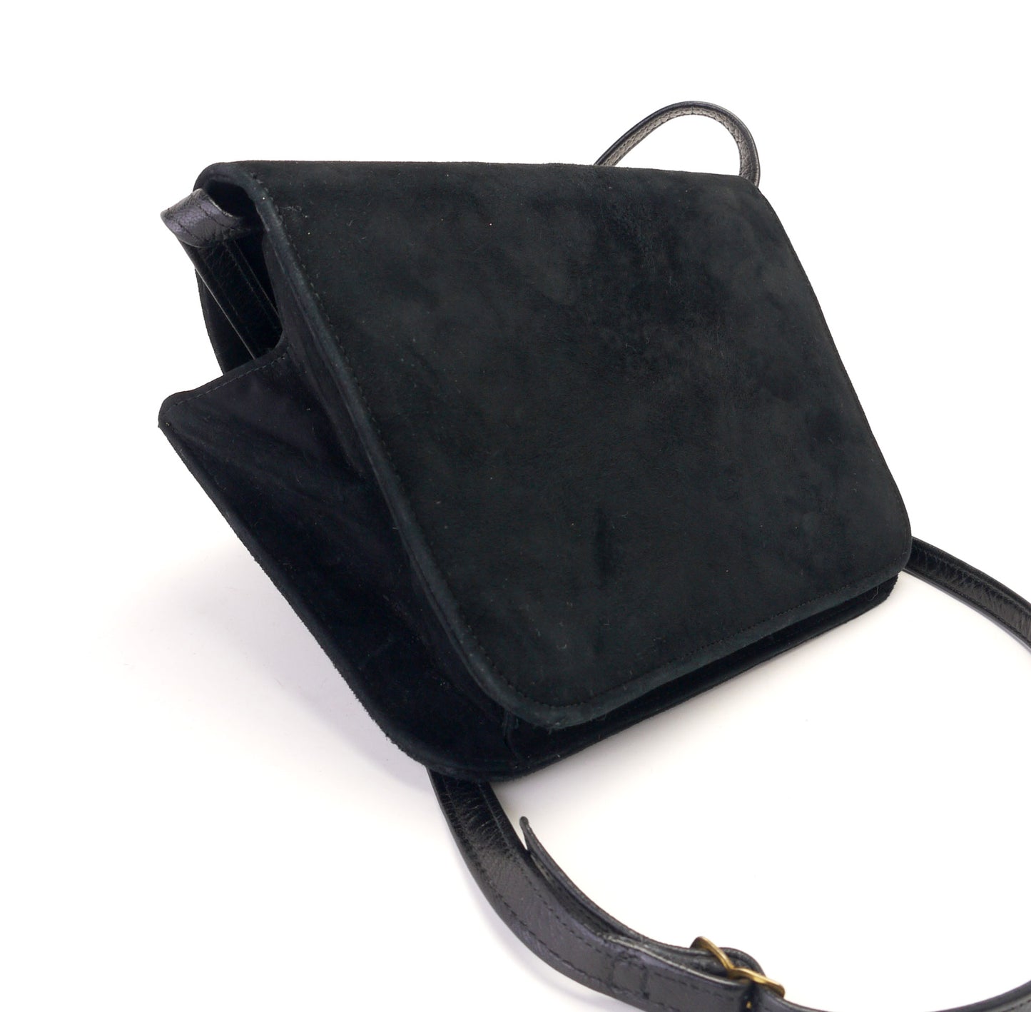 1980s Plain Black Suede Stilettos & Bag by Rayne UK 4.5