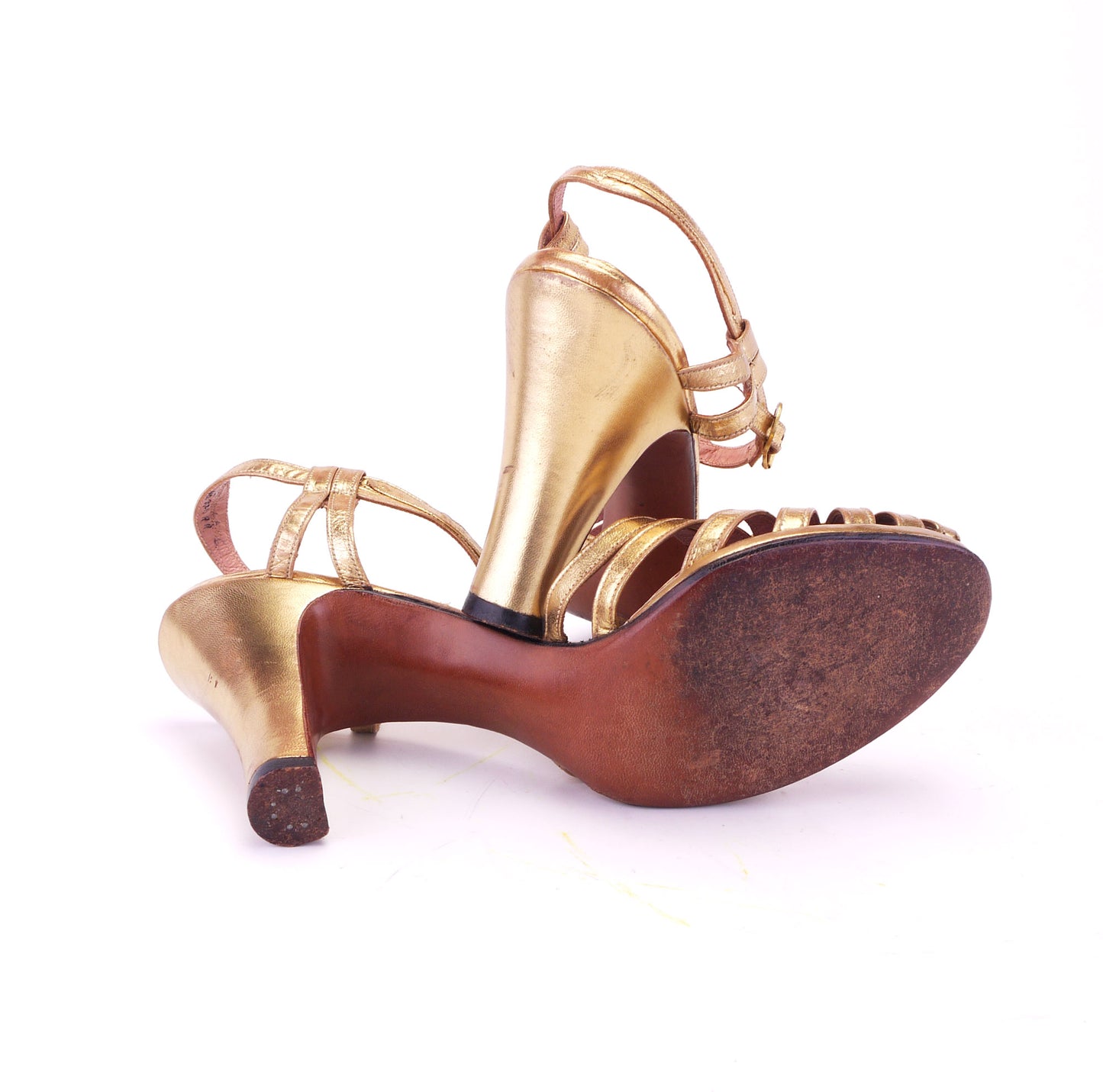 1940s Gold Rayne Platform Sandals UK 4