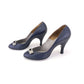 1950s Dark Blue Rayne Pumps w Rhinestone Bow UK 4.5