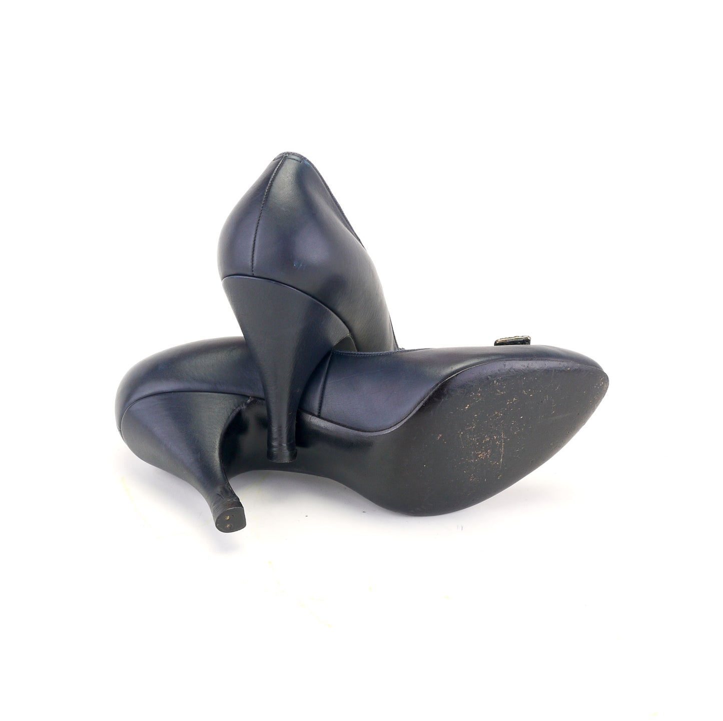 1950s Dark Blue Rayne Pumps w Rhinestone Bow UK 4.5