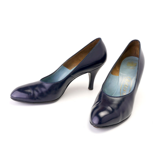 Classic 1950s Dark Navy Pumps by Rayne UK 5.5