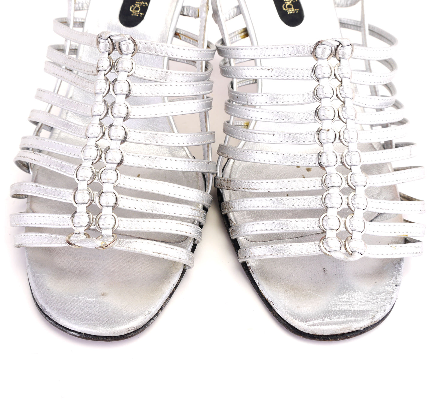 1980s Silver Rayne Caged Sandals UK 5.5