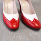 1970s Red & White Spectator Pumps by Rayne UK 3.5