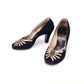 1940s / 50s Black n Gold Peep Toe Pumps by Russell & Bromley UK 5