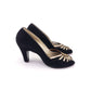 1940s / 50s Black n Gold Peep Toe Pumps by Russell & Bromley UK 5