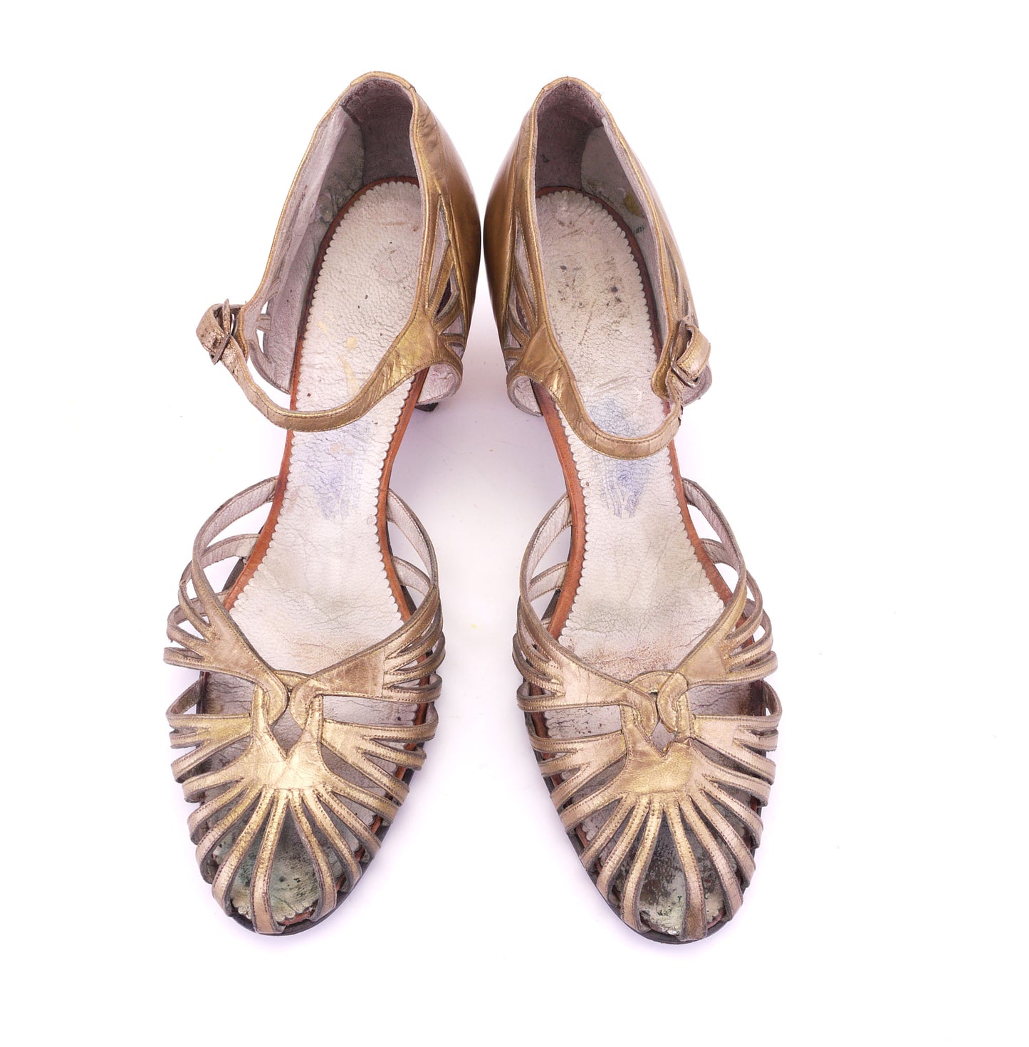 1930s Gold Strappy Sandals by Rheinberger UK 5.5