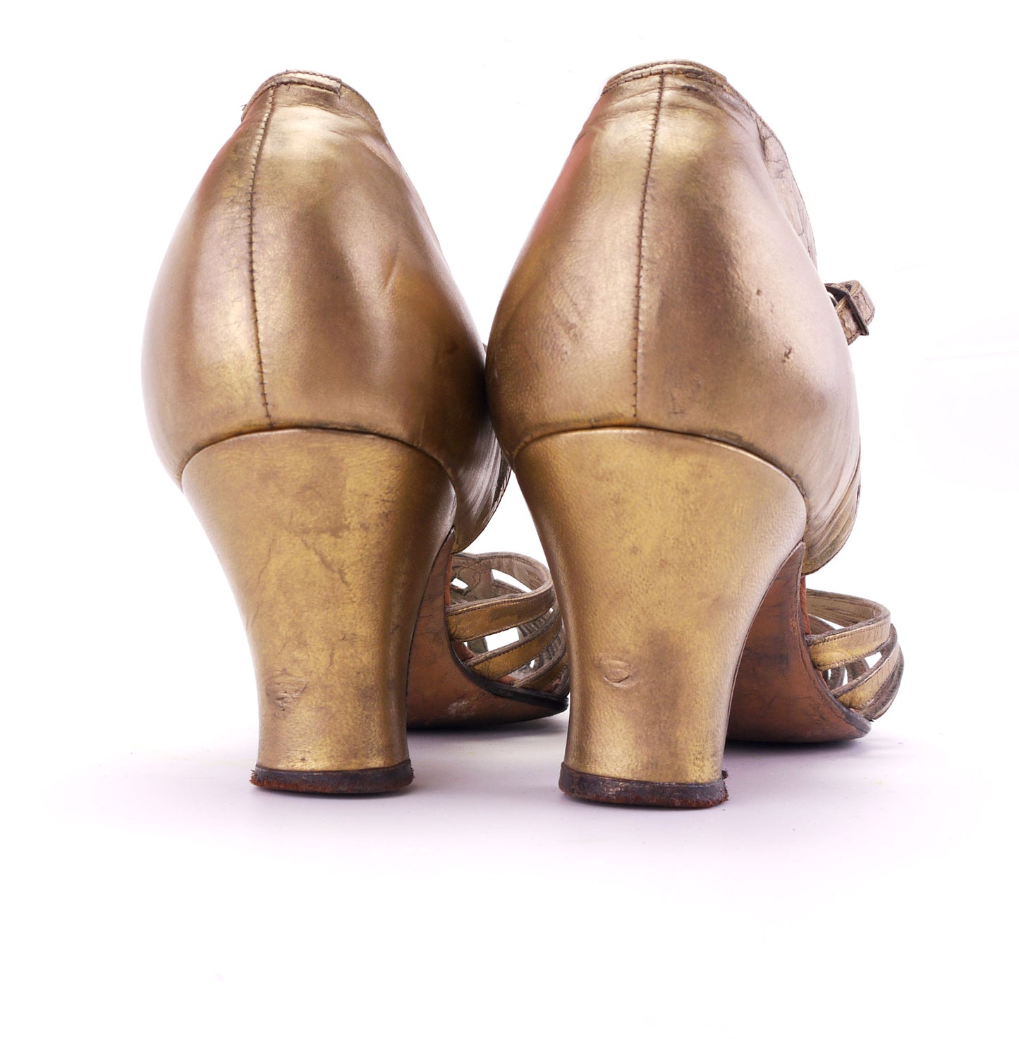 1930s Gold Strappy Sandals by Rheinberger UK 5.5