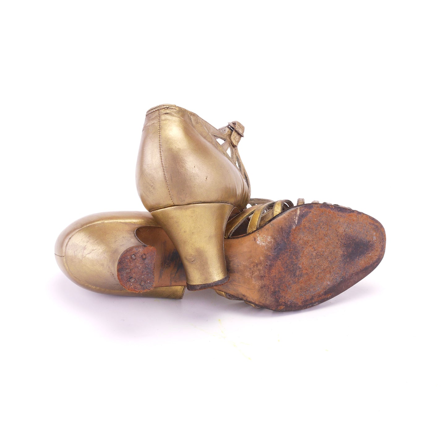 1930s Gold Strappy Sandals by Rheinberger UK 5.5
