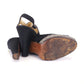 1940s Black Silk Slingbacks w Rhinestone Platform UK 4