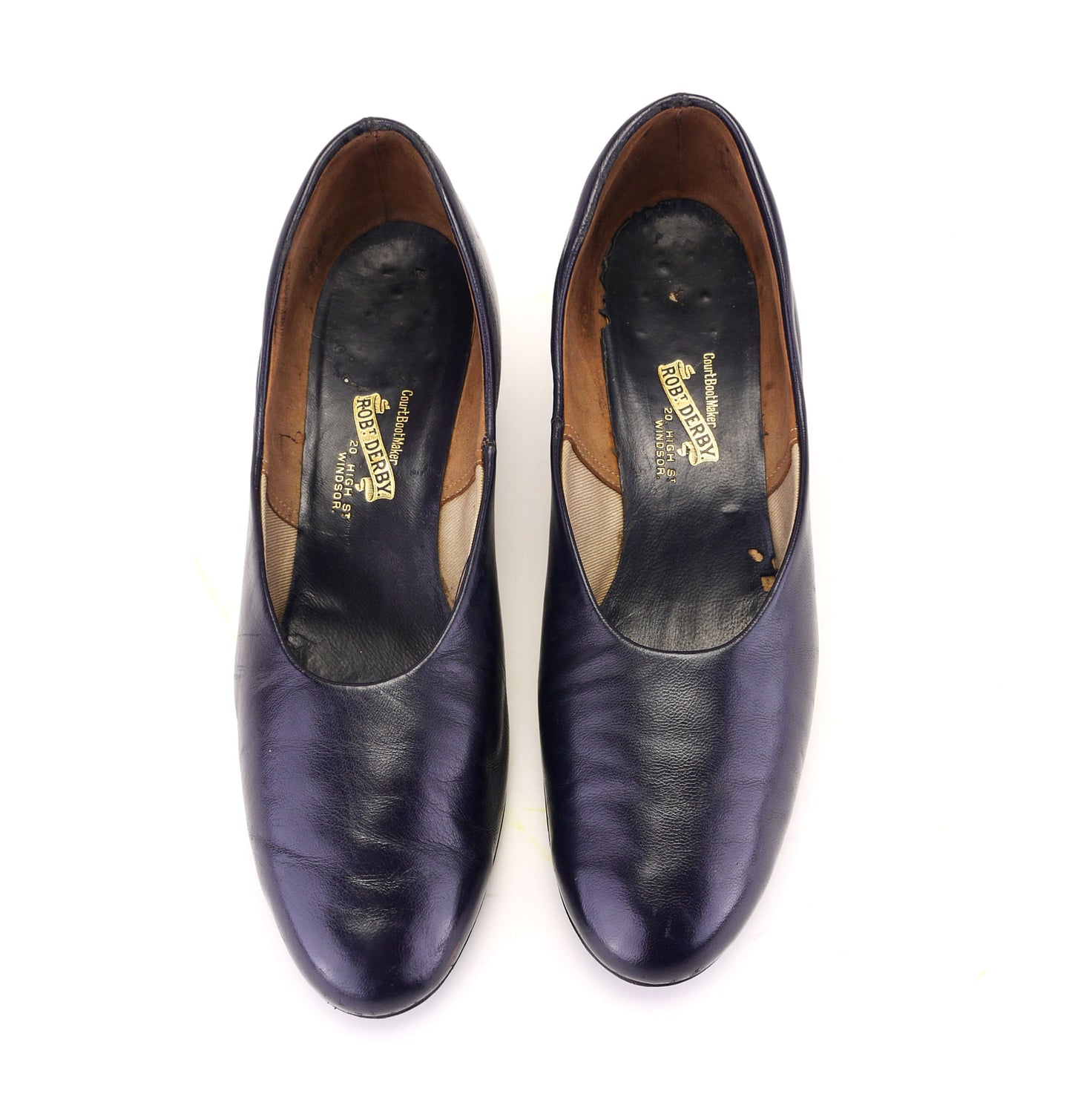 1930s Navy Leather Grecian Slippers by Robt Derby UK 5